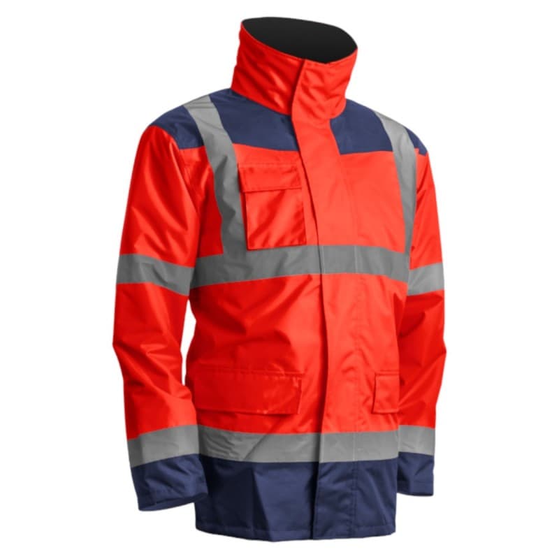 Coverguard - Parka de travail chaude et imperméable haute visibilité 4 en 1 KANATA rouge bleu marine - 3XL - Rouge / Bleu Marine