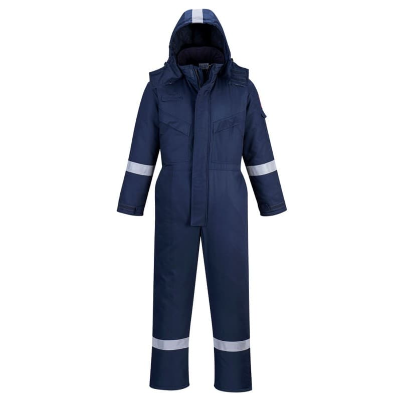 Portwest - Combinaison de travail résistante à la flamme chaude avec capuche en Bizflame - L - Bleu Marine