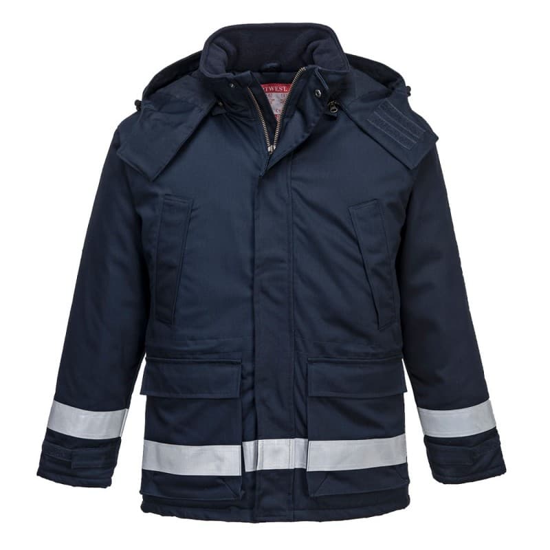 Portwest - Parka de travail résistante à la flamme pour l'hiver antistatique en Bizflame - L - Bleu Marine