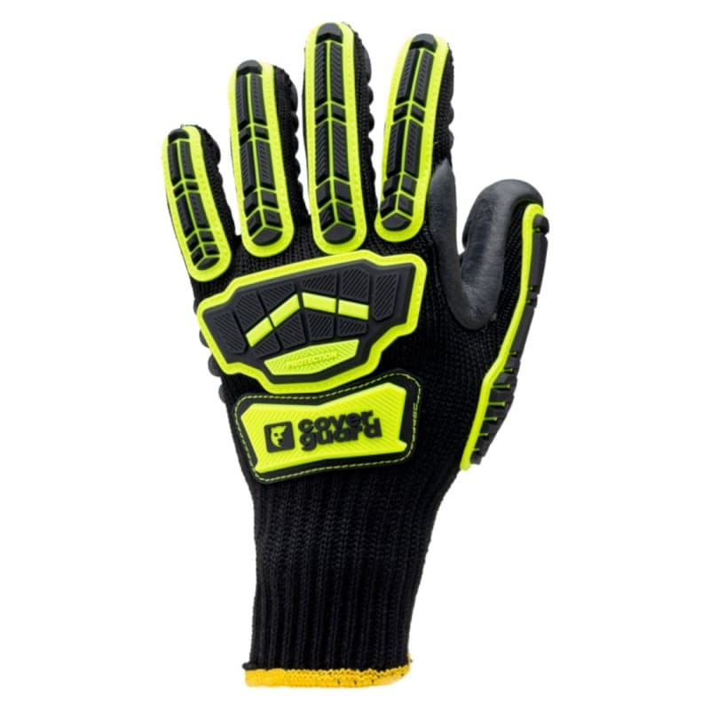 Coverguard - Gants anti-vibration renforcés paume enduction latex EUROSTRONG VIBE (Pack de 6) - 8 - Noir