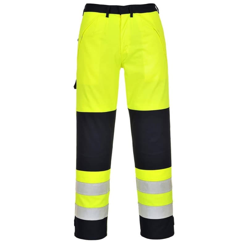 Portwest - Pantalon de travail multirisques en Bizflame jaune bleu marine haute visibilité classe 3 - L - Jaune / Bleu Marine