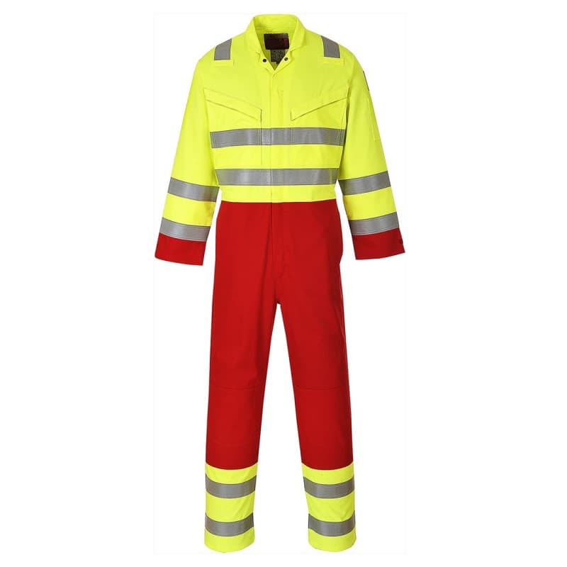 Portwest - Combinaison de travail bicolore jaune rouge en Bizflame haute visibilité classe 3 - L - Jaune