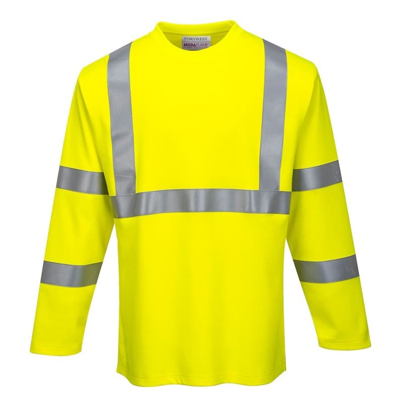 Portwest - Tee-shirt manches longues résistant à la flamme en Modaflame haute visibilité classe 3 - L - Jaune