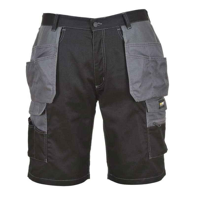 Portwest - Short de travail en poly-coton avec poches flottantes en nylon robuste GRANIT - L - Noir / Gris