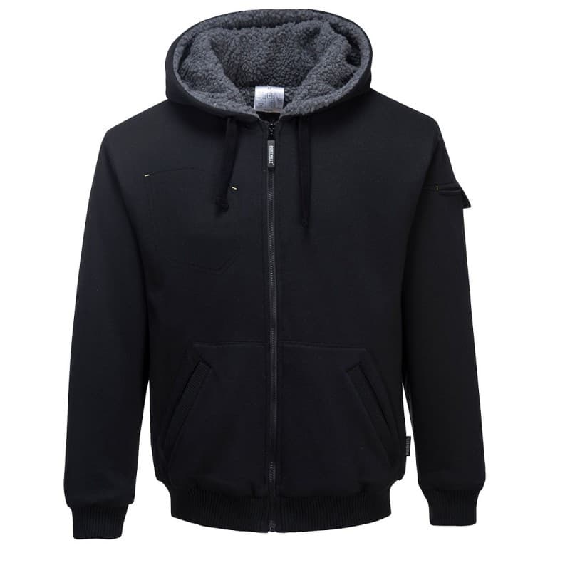 Portwest - Blouson à capuche avec doublure polaire sherpa PEWTER - L - Noir