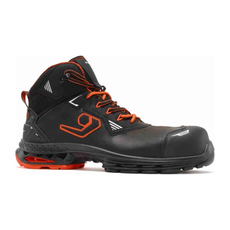 Base - Baskets de sécurité hautes en cuir noir et orange DUBLIN S3S - 35 - Noir / Orange