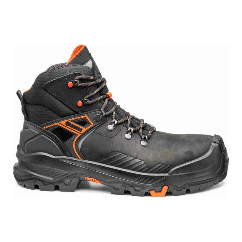 Base - Chaussures de sécurité hautes en cuir noir et orange  T-REX MID S3S - 36 - Noir / Orange