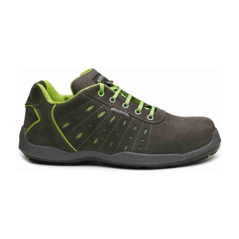 Base - Chaussures de sécurité basses en cuir velours anthracite et vert ACE S1PL - 35 - Antracite / Vert