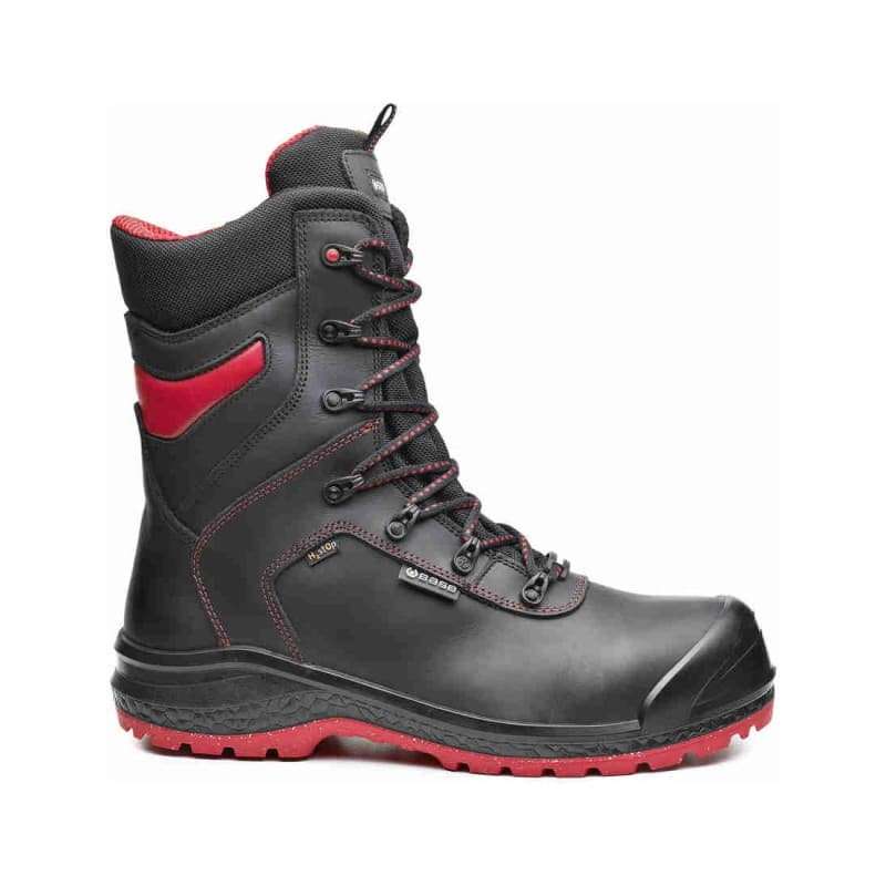 Base - Bottes de sécurité hautes en cuir noir et rouge BE-DRY TOP S3 - 39 - Noir / Rouge