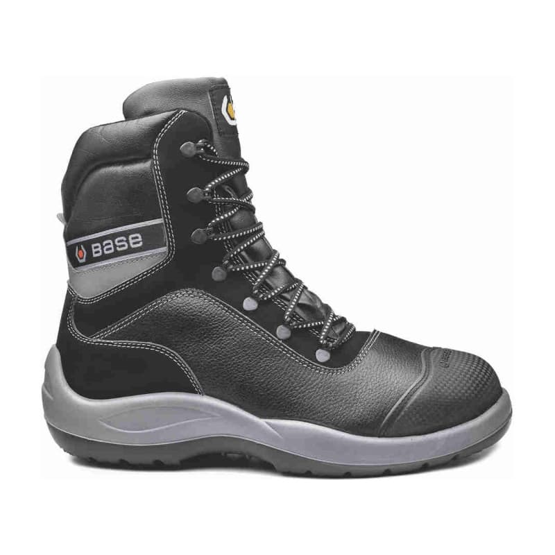 Base - Chaussures de sécurité hautes en cuir noir et gris BACH S3 - 39 - Noir / Gris