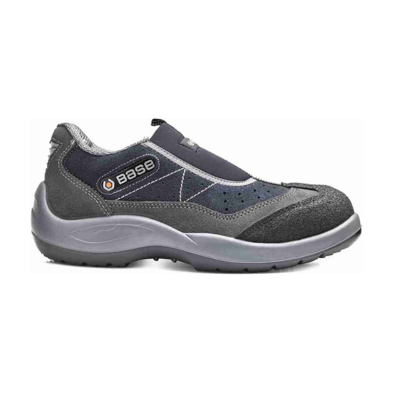 Base - Baskets de sécurité basses en cuir velours gris et bleu MECHANIC S1 - 36 - Gris / Bleu