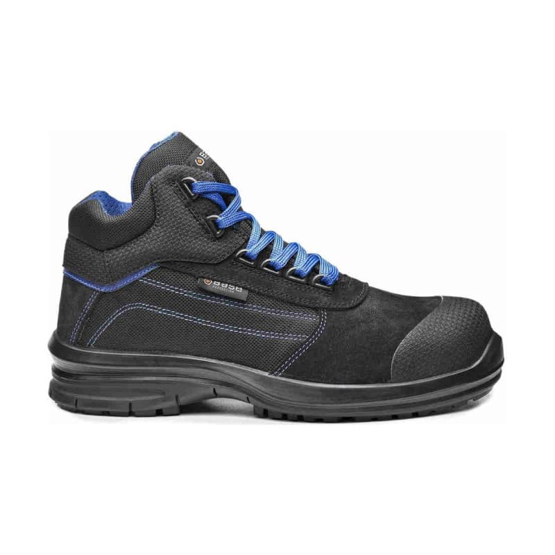 Base - Chaussures de sécurité hautes en cuir velours noir et bleu PULSAR TOP S1PL - 36 - Noir / Bleu