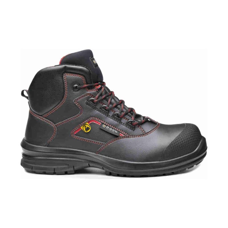Base - Chaussures de sécurité hautes en tissu technique noir et rouge MATAR TOP S3 - 36 - Noir / rouge