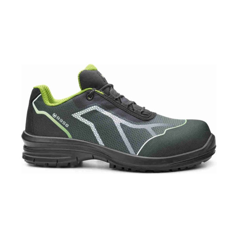 Base - Chaussures de sécurité basses en tissu technique noir et vert OREN S3 - 36 - Noir / Vert