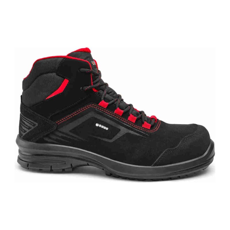 Base - Chaussures de sécurité hautes en cuir Nabutek noir et rouge DIONE S3L - 36 - Noir / Rouge