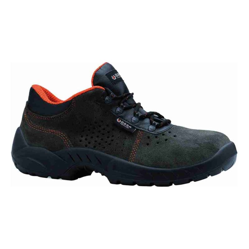 Base - Chaussures de sécurité basses en cuir velours noir et orange LINGOTTO S1P - 36 - Noir / Orange