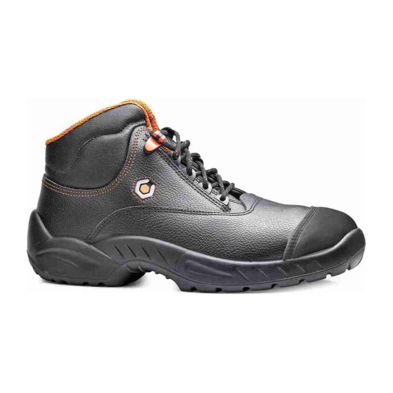 Base - Chaussures de sécurité hautes en cuir noir et orange PRADO S3S - 36 - Noir / Orange