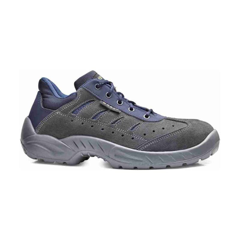 Base - Chaussures de sécurité basses en cuir velours gris et bleu COLOSSEUM S1P - 36 - Gris / Bleu