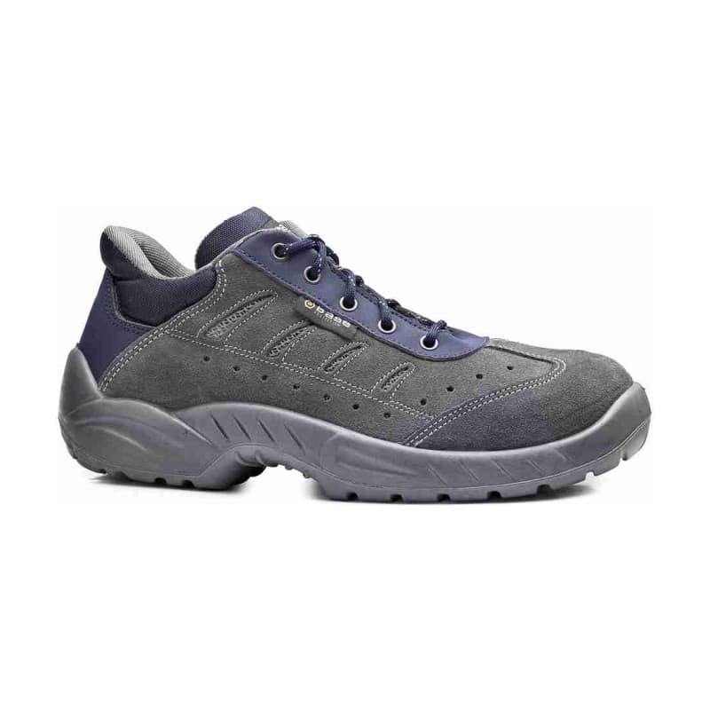 Base - Chaussures de sécurité basses en cuir velours gris et bleu TRIBECA S1 - 36 - Gris / Bleu