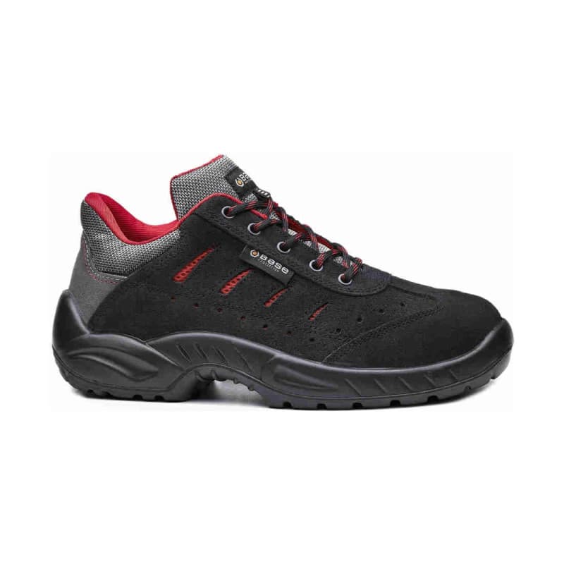 Base - Chaussures de sécurité basses en cuir noir et rouge TOLEDO S1P - 36 - Noir / Rouge