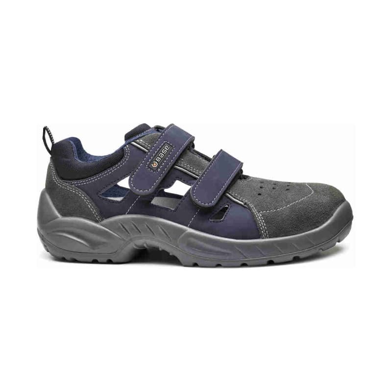 Base - Baskets de sécurité basses en cuir velours gris et bleu CENTRAL S1PS - 36 - Gris / Bleu