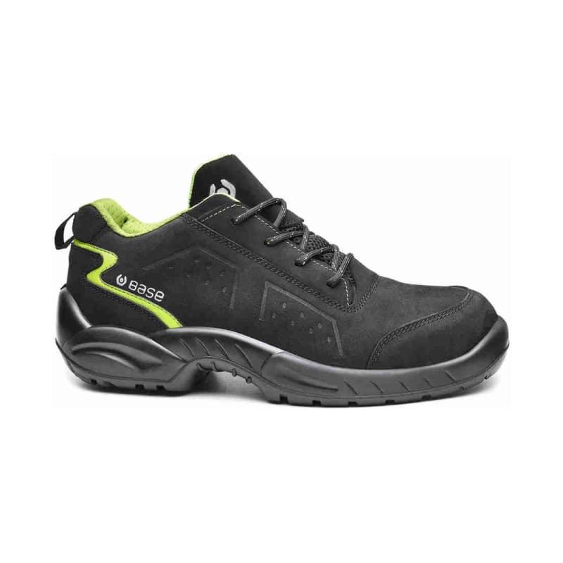 Base - Chaussures de sécurité basses en cuir Nabutek noir et vert CHESTER TOP S3L - 36 - Noir / Vert