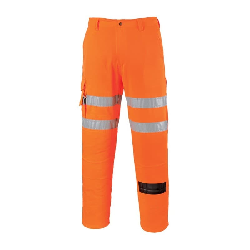 Portwest - Pantalon de travail en poly-coton avec poches cargo haute visibilité norme RIS-3279-TOM 2 - 4XL - Orange
