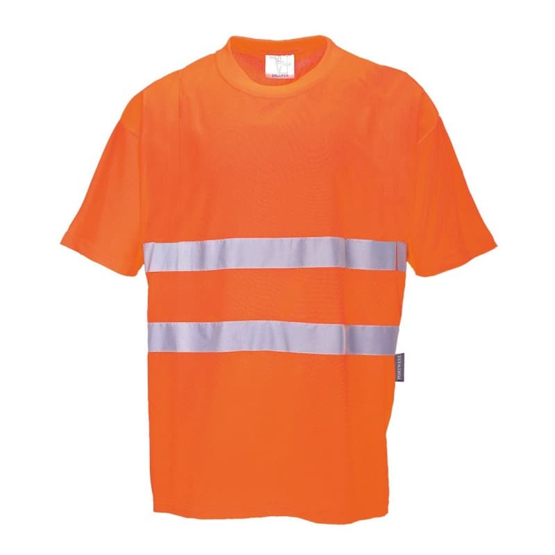 Portwest - Tee-shirt manches courtes en poly-coton avec bandes réfléchissantes COMFORT haute visibilité classe 2 - 4XL - Orange