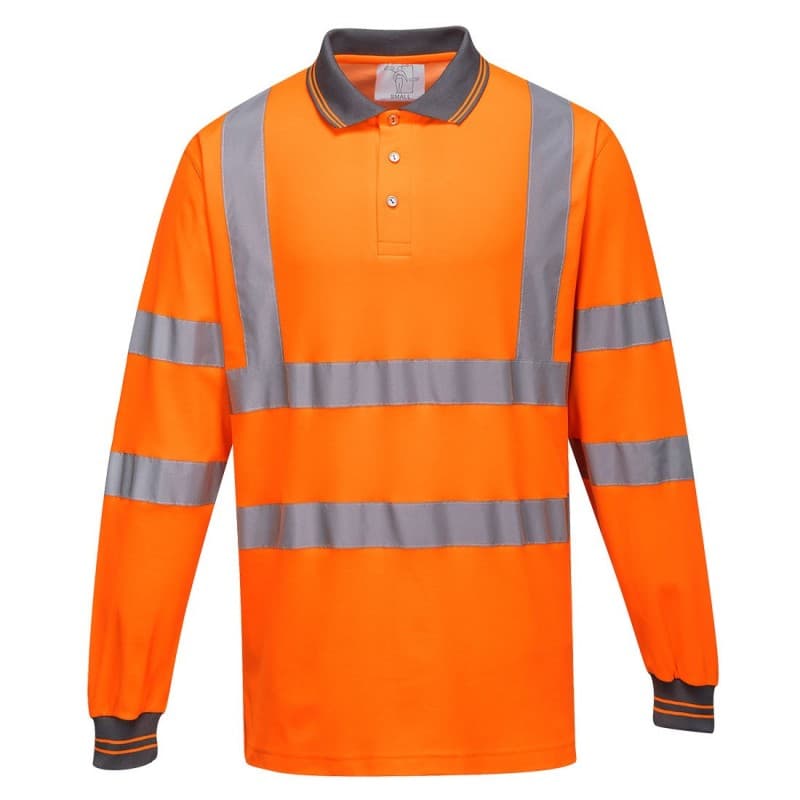 Portwest - Polo manches longues coton majoritaire haute visibilité classe 3 - L - Orange