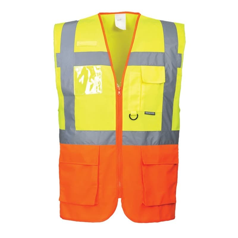 Portwest - Gilet de sécurité sans manches EXECUTIVE PRAGUE avec poches multiples haute visibilité classe 2 - L - Jaune / Orange