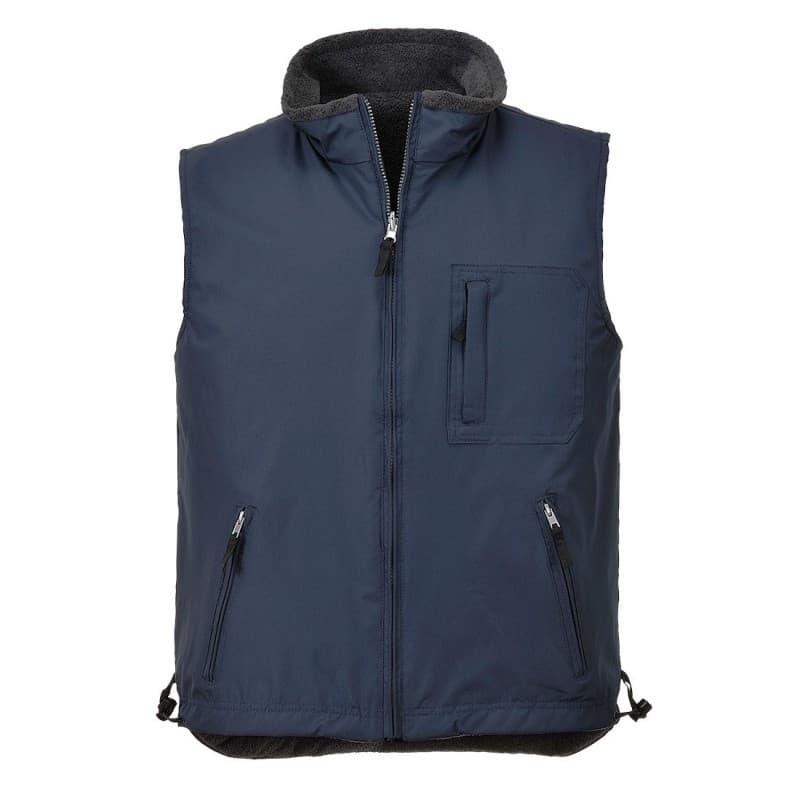 Portwest - Gilet de travail sans manches réversible face déperlant face polaire - L - Bleu Marine