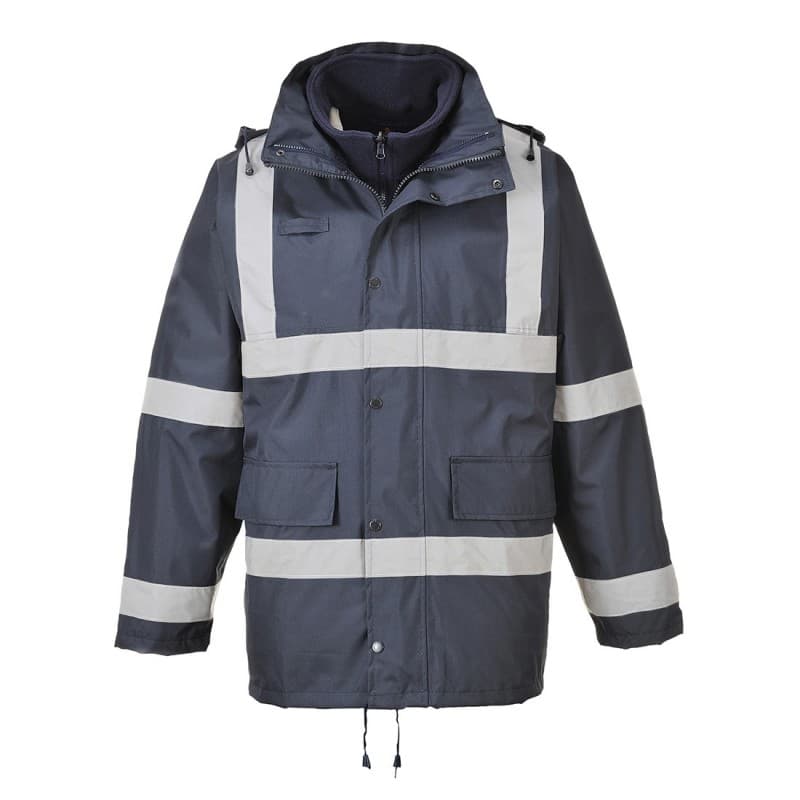 Portwest - Parka de travail 3 en 1 imperméable IONA TRAFFIC doublure polaire détachable - L - Bleu Marine