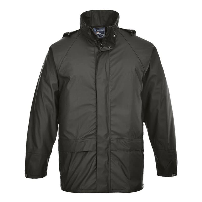 Portwest - Veste de pluie étanche SEALTEX CLASSIC couple ample et capuche enroulable 100% polyester enduit PVC - L - Noir
