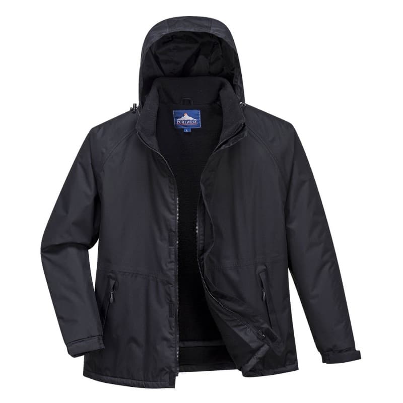 Portwest - Parka de travail LIMAX imperméable à capuche et isolante - L - Noir