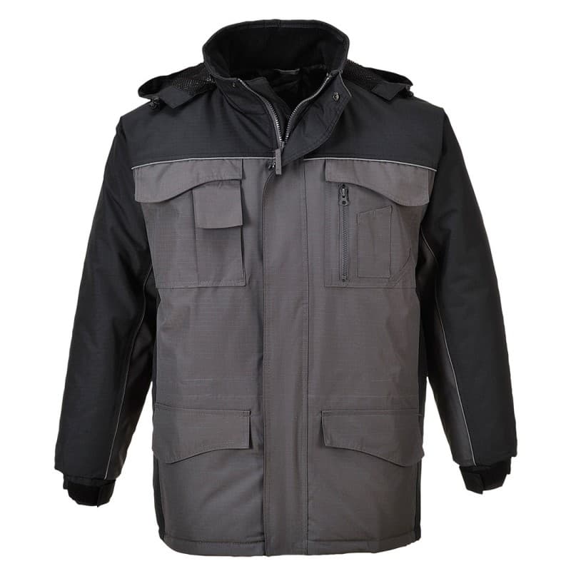 Portwest - Parka de travail bicolore RS imperméable et chaude - L - Noir / Gris