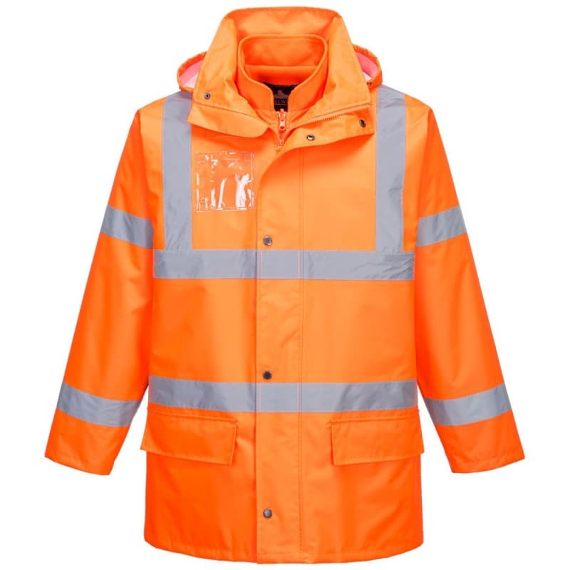 Portwest - Parka de travail ESSENTIEL imperméable 5 en 1 haute visibilité classe 3 - L - Orange