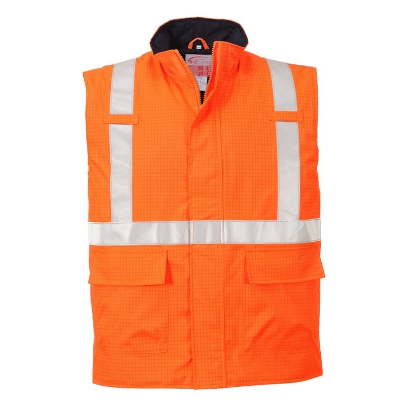 Portwest - Veste sans manches en tissu Bizflame Rain haute visibilité classe 2 - L - Orange