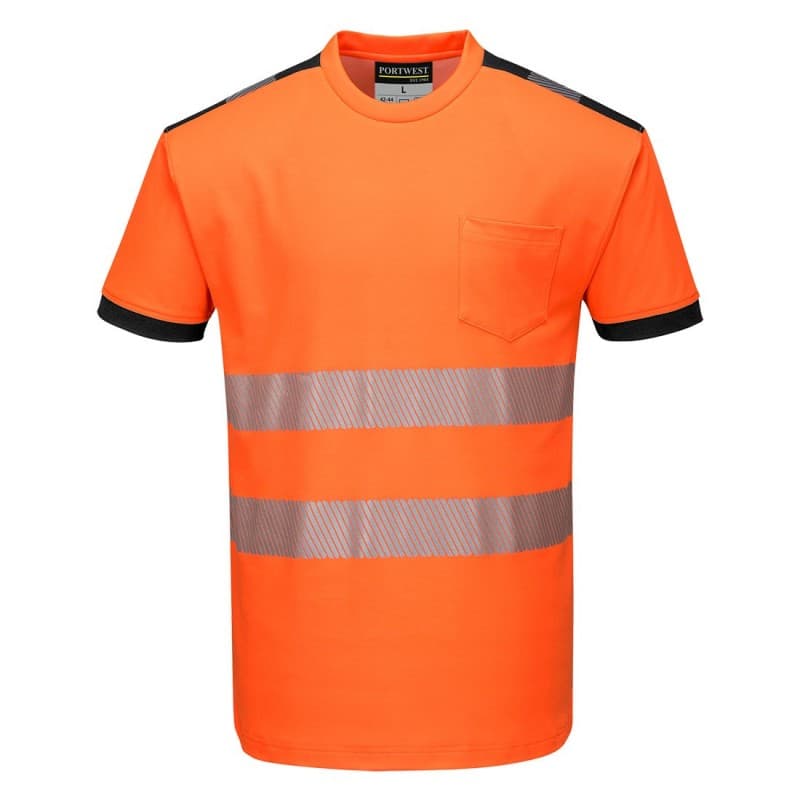 Portwest - Tee-shirt manches courtes PW3 haute visibilité classe 2 - 4XL - Orange / Noir