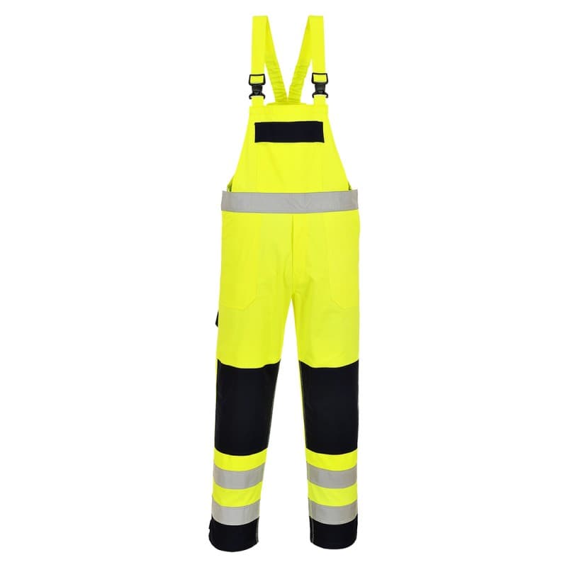 Portwest - Cotte à bretelles multirisques en Bizflame jaune bleu marine haute visibilité classe 3 - L - Jaune / Bleu Marine