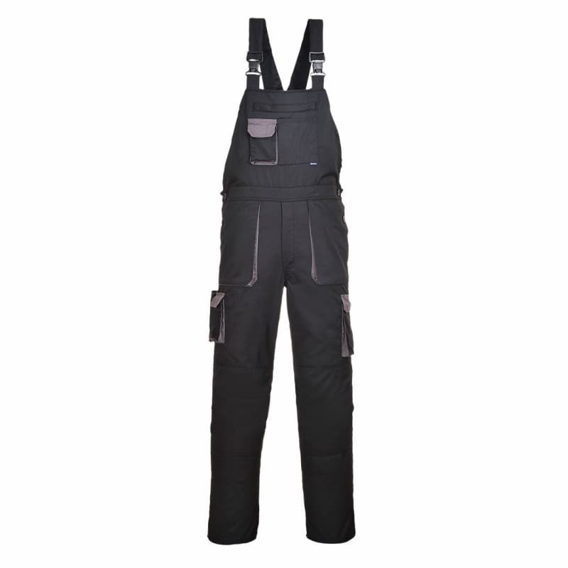 Portwest - Cotte à bretelles multipoches TEXO CONTRAST coton majoritaire avec taille semi-élastiquée - 4XL - Noir