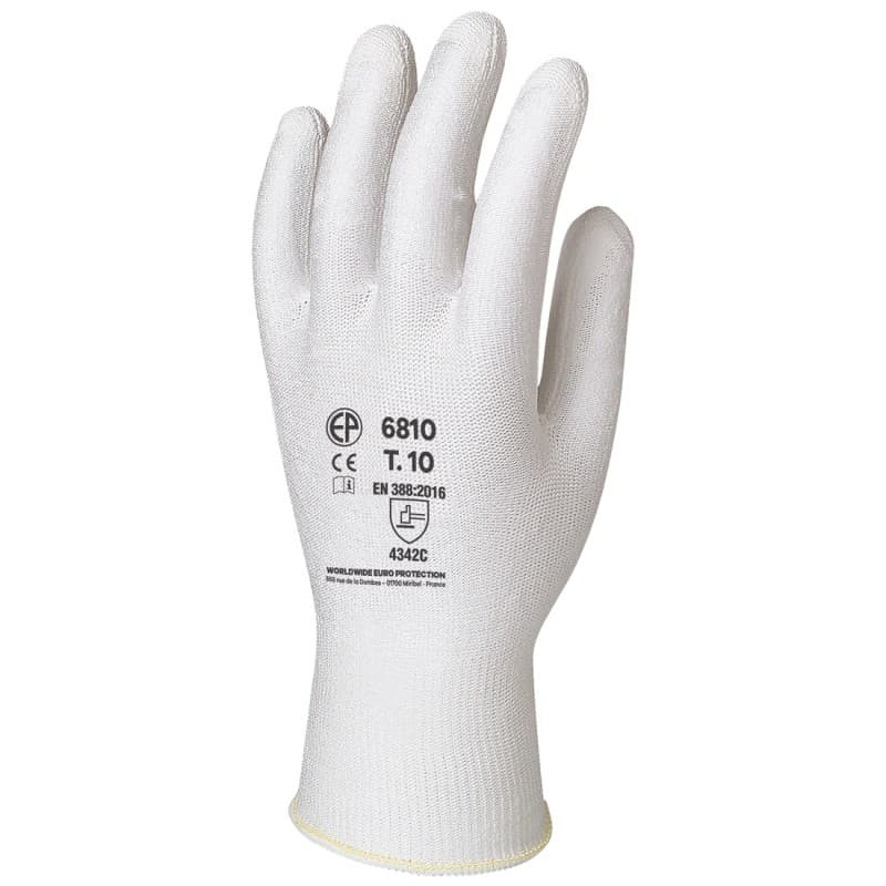 Coverguard - Gants anti coupures blanc HPPE enduit PU EUROCUT 6810 (Pack de 12) - 7 - Blanc
