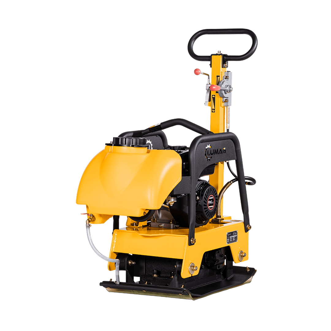 LUMAG RPi25N – Rüttelplatte reversierbar mit 131 kg inkl. Transportfahrwerk und Gummimatte