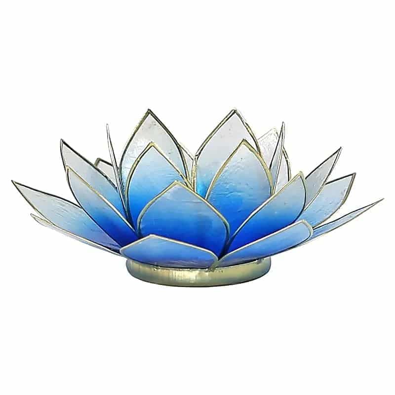 Bougeoir Lotus bleu blanc doré