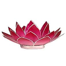 Bougeoir Lotus rose bords argent