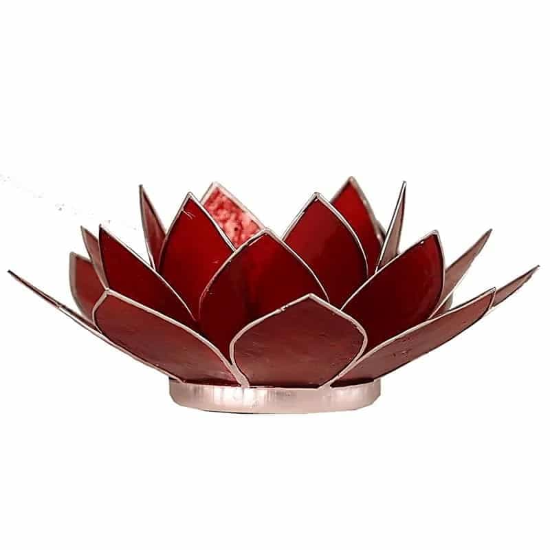 Bougeoir Lotus 1° chakra rouge bord argent