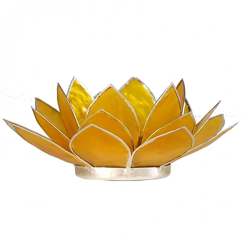 Bougeoir Lotus 3° chakra jaune bord argent