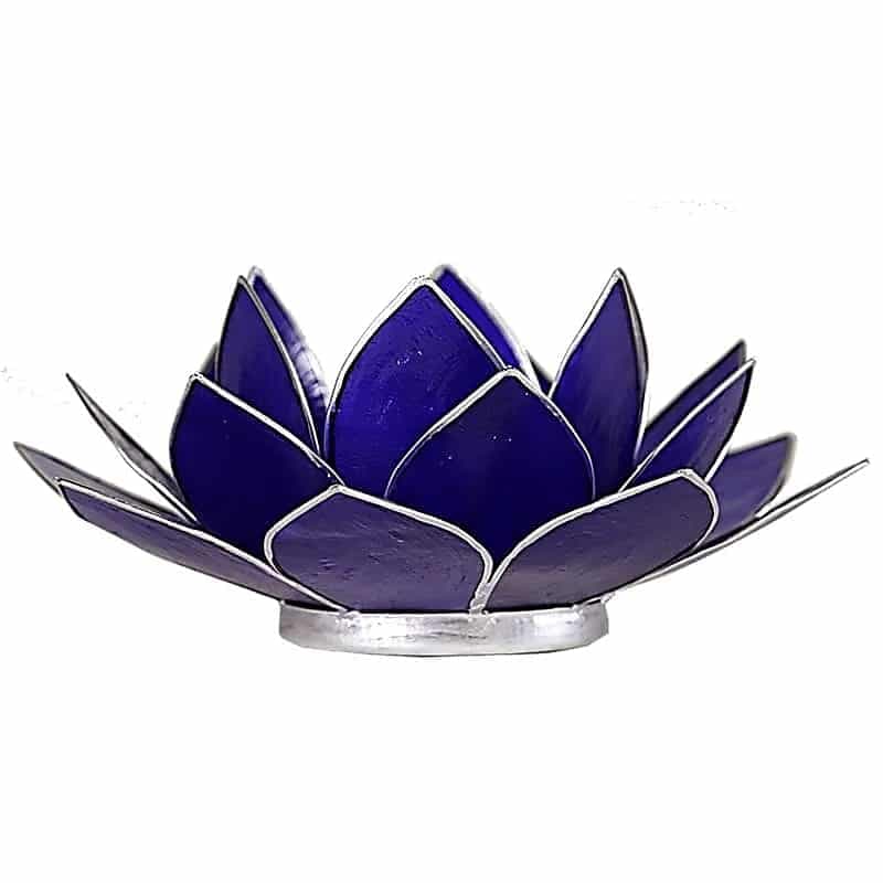 Bougeoir Lotus 6° chakra indigo bord argent