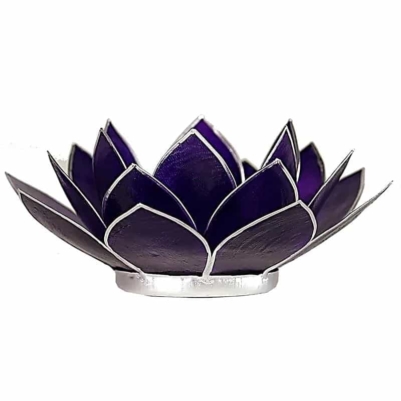 Bougeoir Lotus 7° chakra violet bord argent