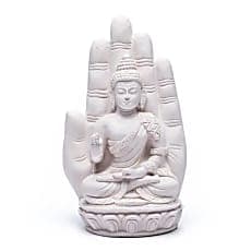 Bouddha dans la main blanc