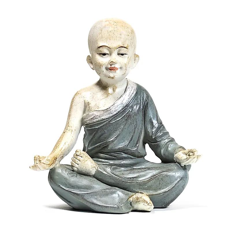 Statue Moine Yoga Om Gris